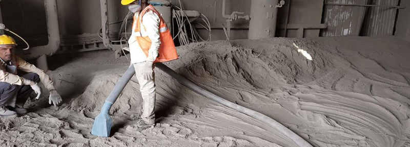 Techedge industrial vacuum cleaning system in action at a cement plant